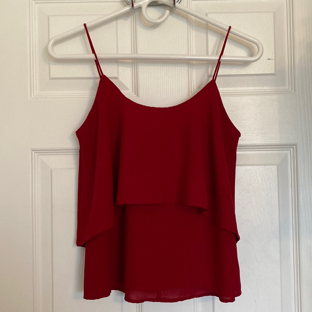 Red flowy top